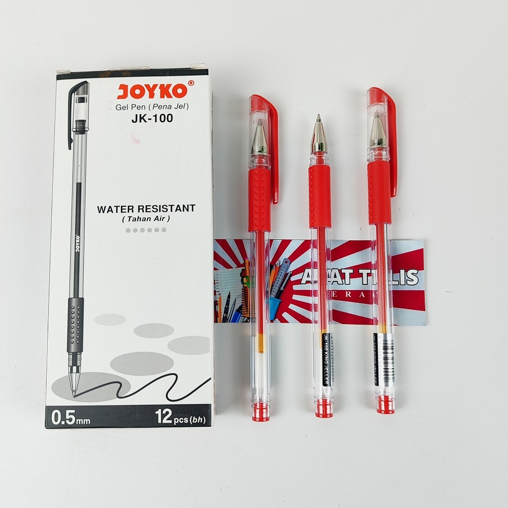 

Satuan Pulpen Gel Joyko JK-100 Pena Gel Ballpoint Hitam Merah Biru Water Resistant