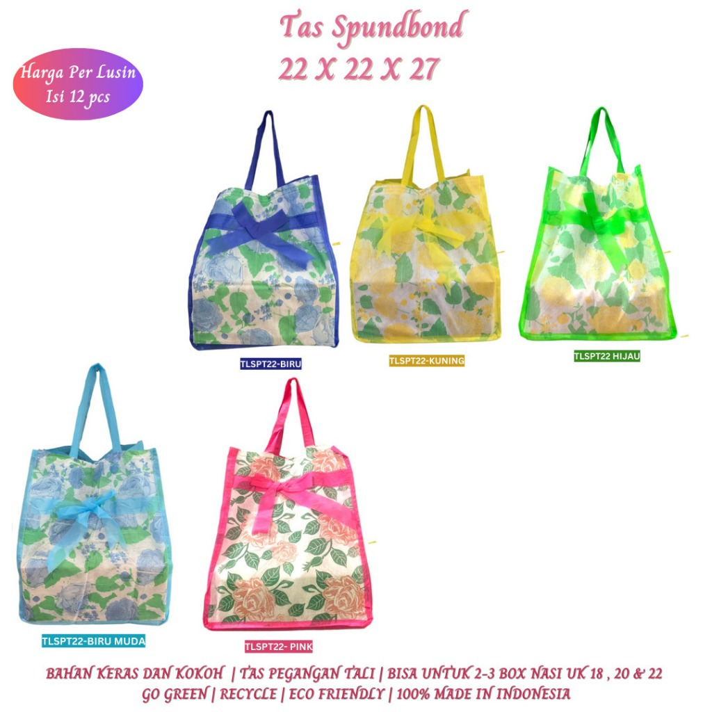 

Tas Spunbond Tas Hajatan Pita Goodie Bag ukuran 22x22 Cm (Isi 12 Pcs-TLSPT22)