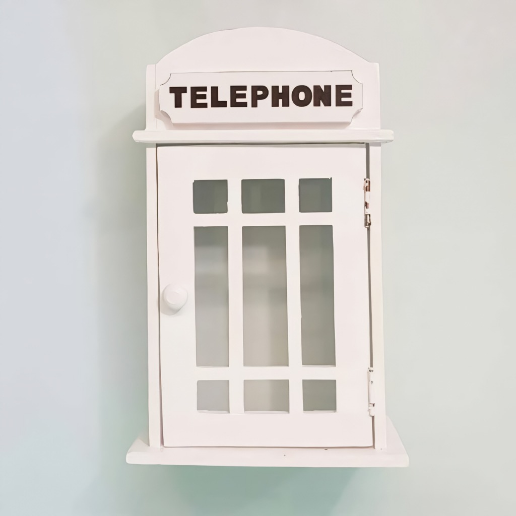 Kotak Box Tempat Listrik Token Kayu Hiasan Pajangan Dekorasi Ruangan Dinding Motif Telephone Shabby