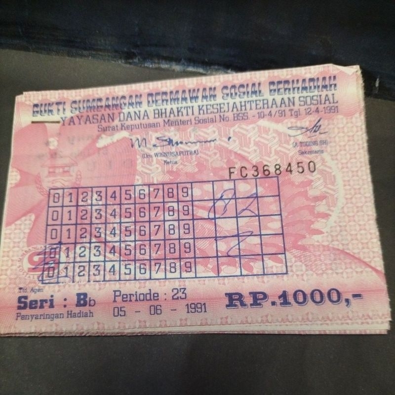 

dokumen kupon berhadiah tahun 1991