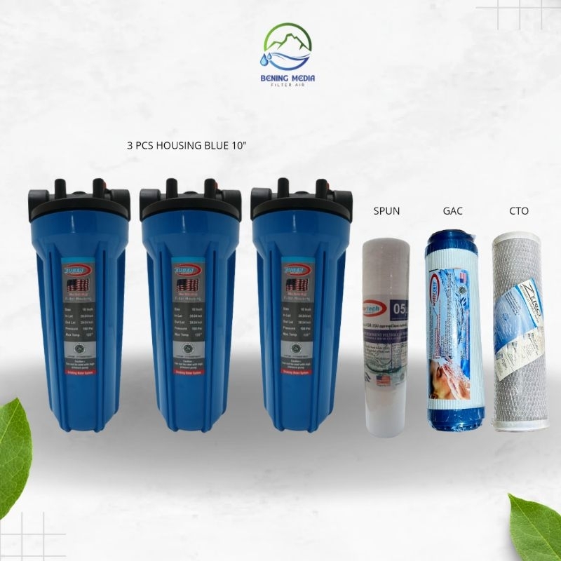 Paket Filter air / Paket filter air 3 tahap / Filter air / Paket Housing 3 Tahap