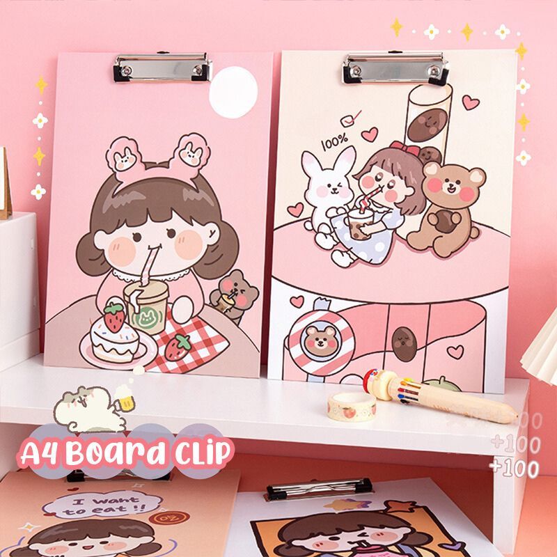 

Yoibeauty - Papan Alas Ujian A4 Clip Board, Papan Tulis Kartun Lucu, Papan Penjepit Kertas Bahan Karton Tebal