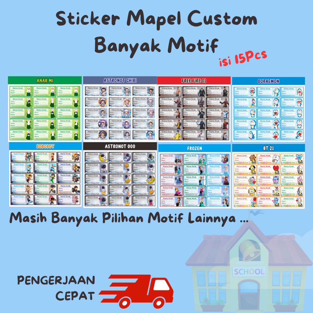 

Stiker nama buku custom / stiker mapel custom