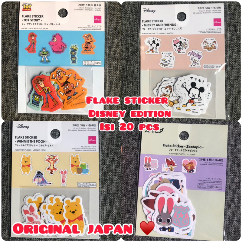 

flake sticker stiekr winnie the pooh zootopia toy story mickey original japan