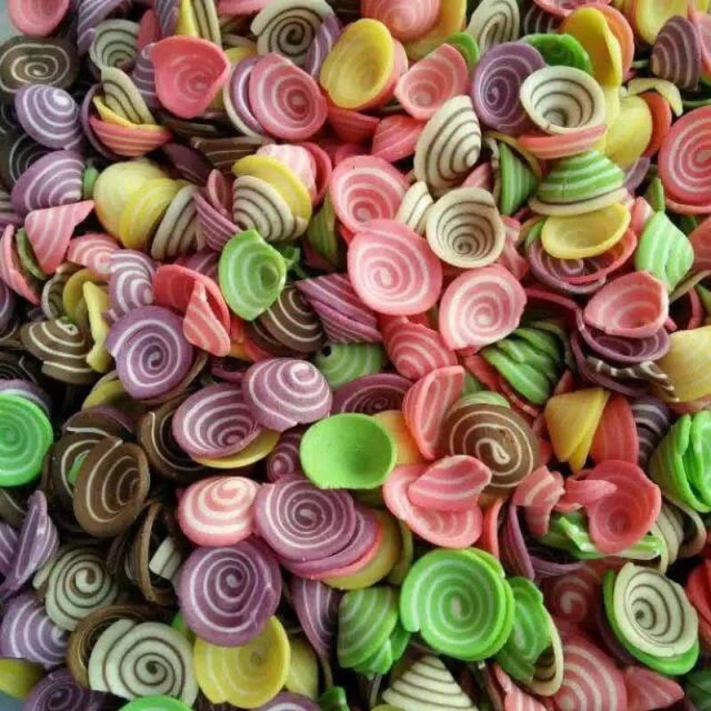 

Kuping Gajah Warna Warni 1Kg Kuping Gajah Contong Warna Warni Empuk Manis kue Kering Kuping Mini Rainbow Gajah Manis