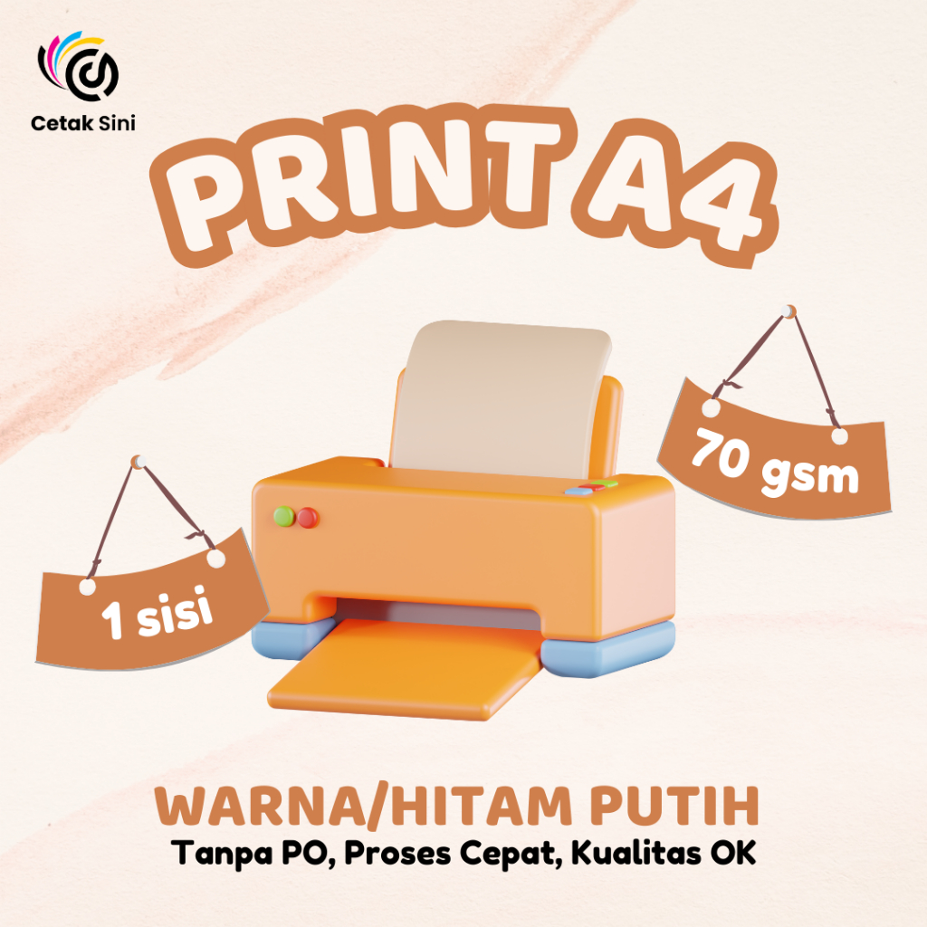 

Print A4 70gsm 1 sisi by Cetak Sini