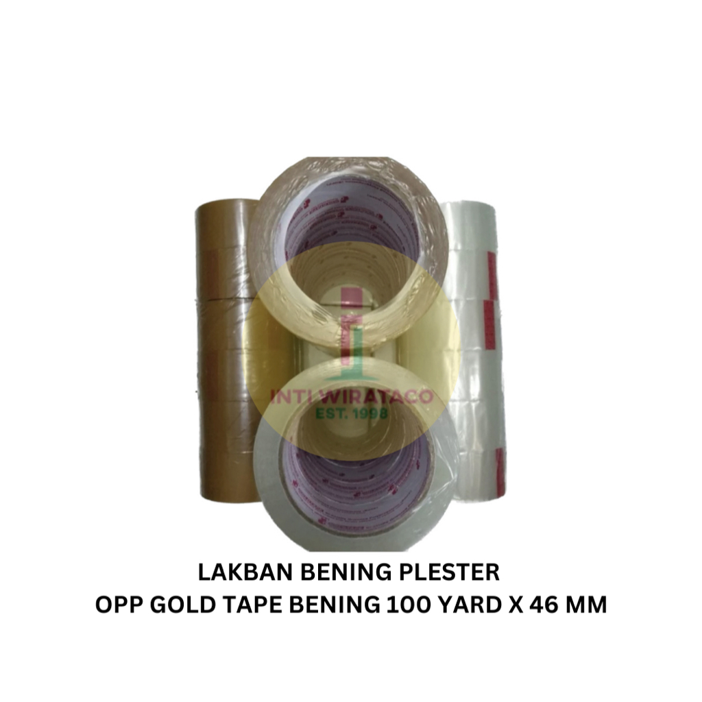 

Lakban bening plester OPP dus dos GOLD TAPE BENING 100 YARD X 46 mm