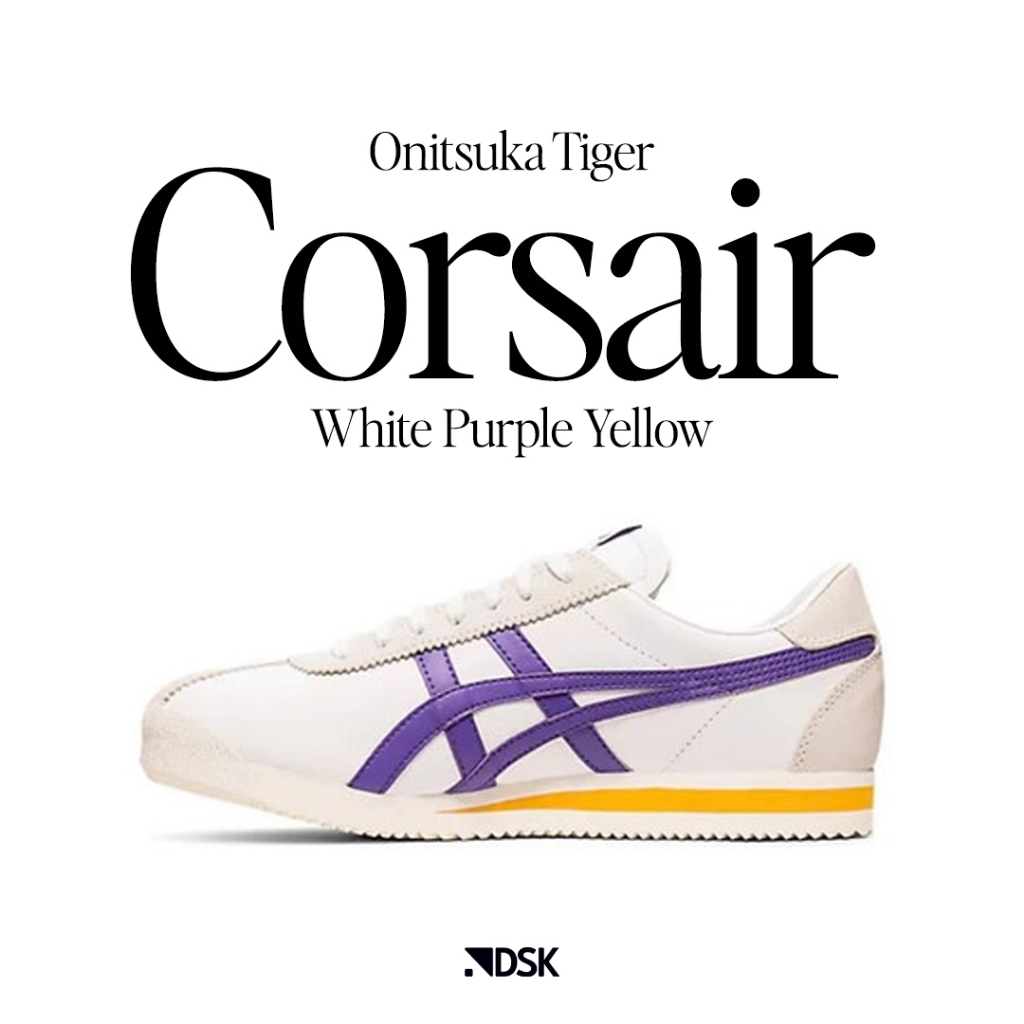 Onitsuka Tiger Corsair White Purple Yellow 100% Original Sneakers Casual Wanita Sepatu Wanita Sepatu