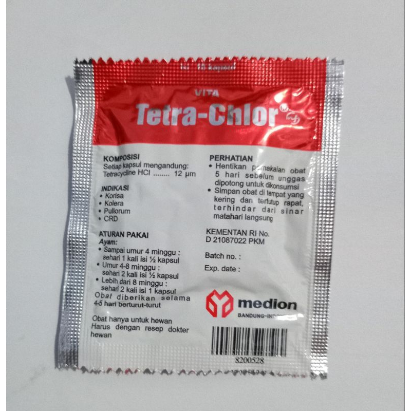 VITA TETRA CHLOR SACHET ISI 10 KAPSUL OBAT HEWAN AYAM BURUNG