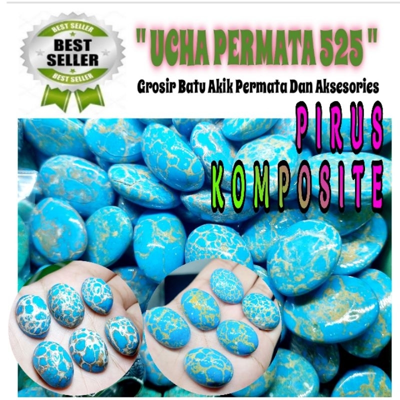 batu pirus biru urat putih emas komposite tidak asli