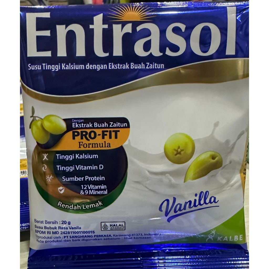 

Susu Entrasol Vanila Sachet (1 renceng isi 10 sachet)