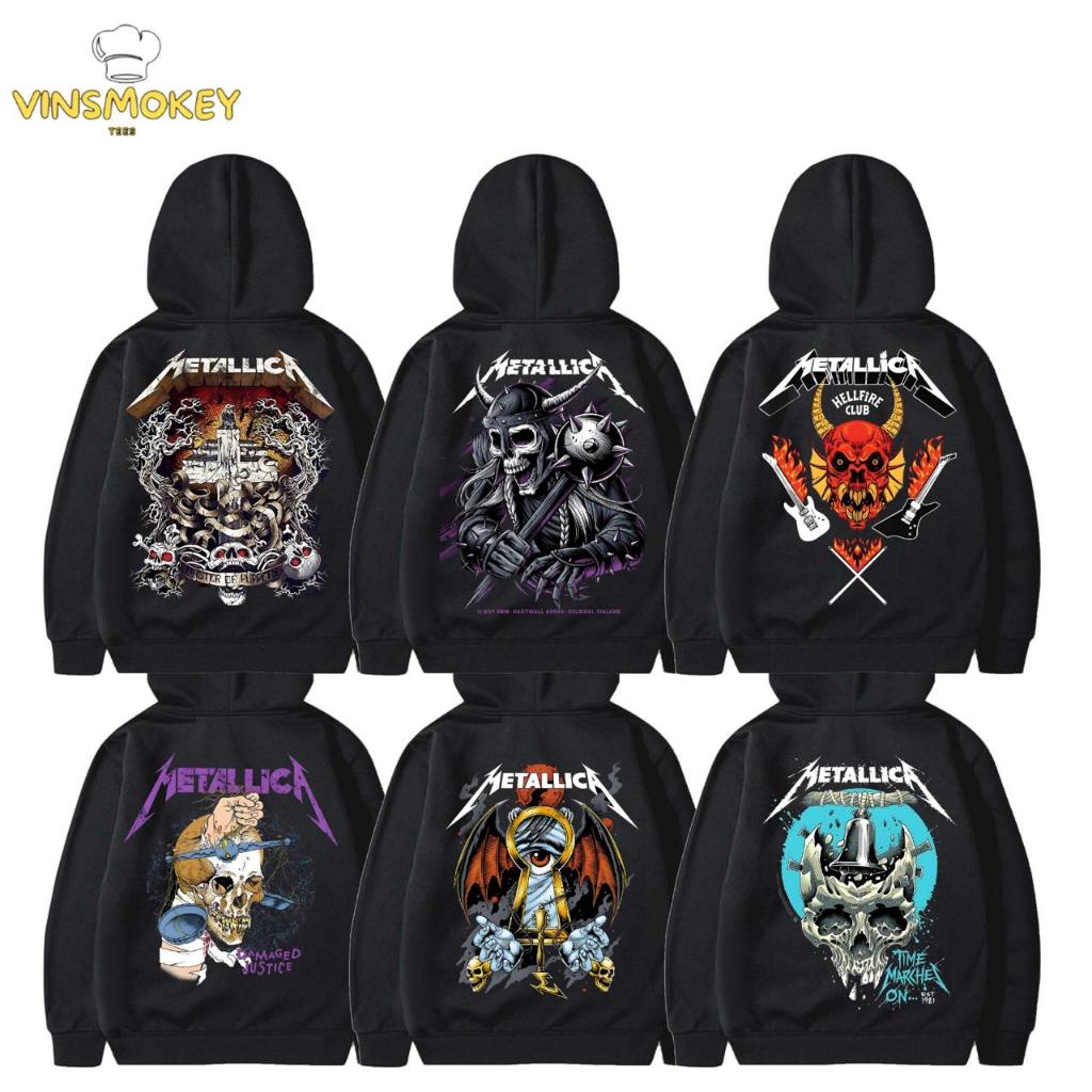 Vinsmokey tees Jaket hoodie kupluk band metallica Jaket cotton fleece hitam