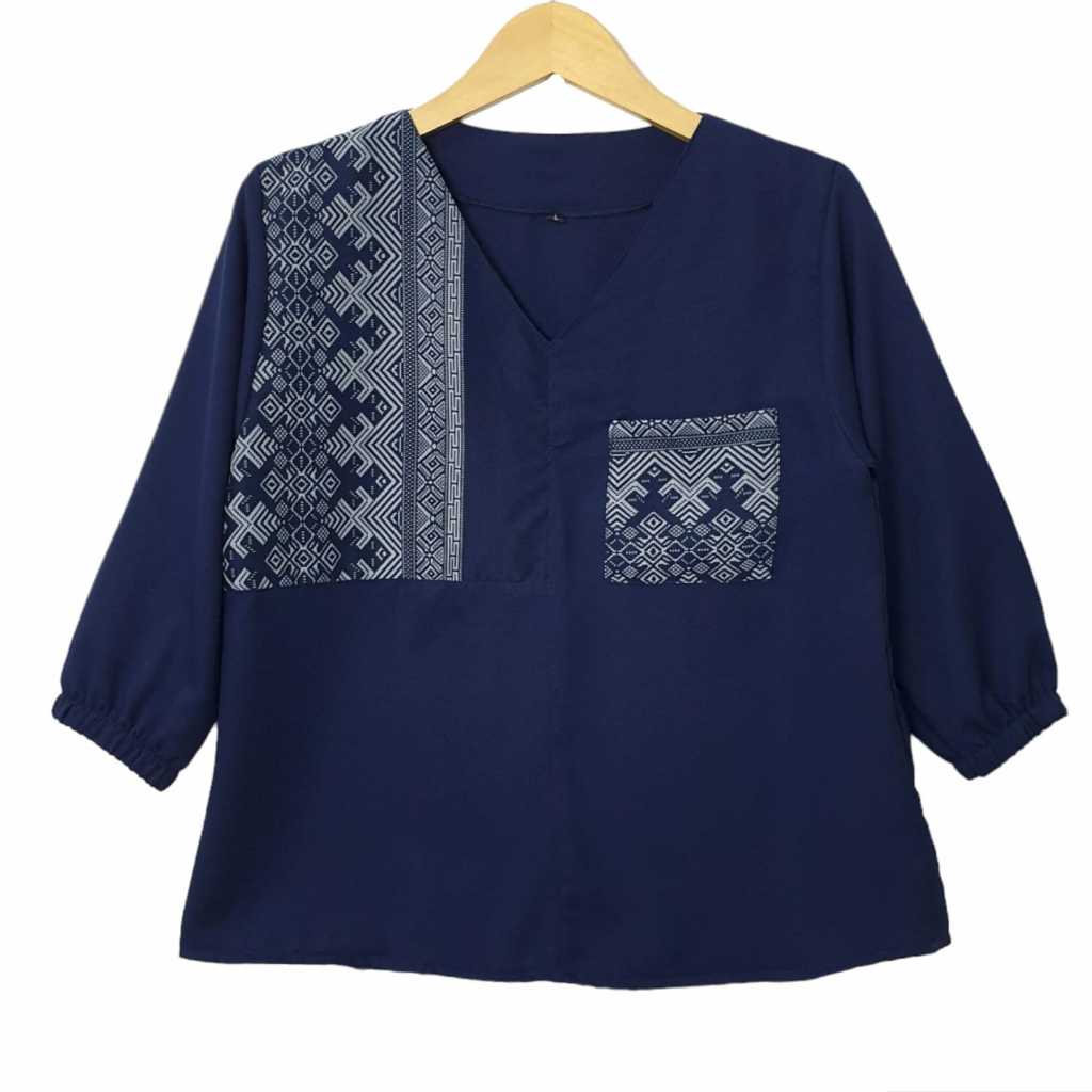 blous combi batik yumei blouse size L XL XXL 3XL bahan moscrepe kombinasi batik sutera atasan jumbo 