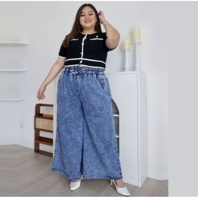 KULOT JEANS JUMBO KARET PINGGANG KULOT PINGGANG KARET BIG SIZE