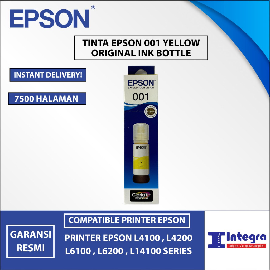 Tinta Epson 001 Yellow Original Ink Bottle for Tinta Printer Epson L4150 L6160 L6170 L6190