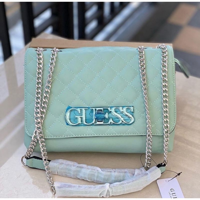 Tas guess hijau mint polos / shoulderbag guess hijau mint