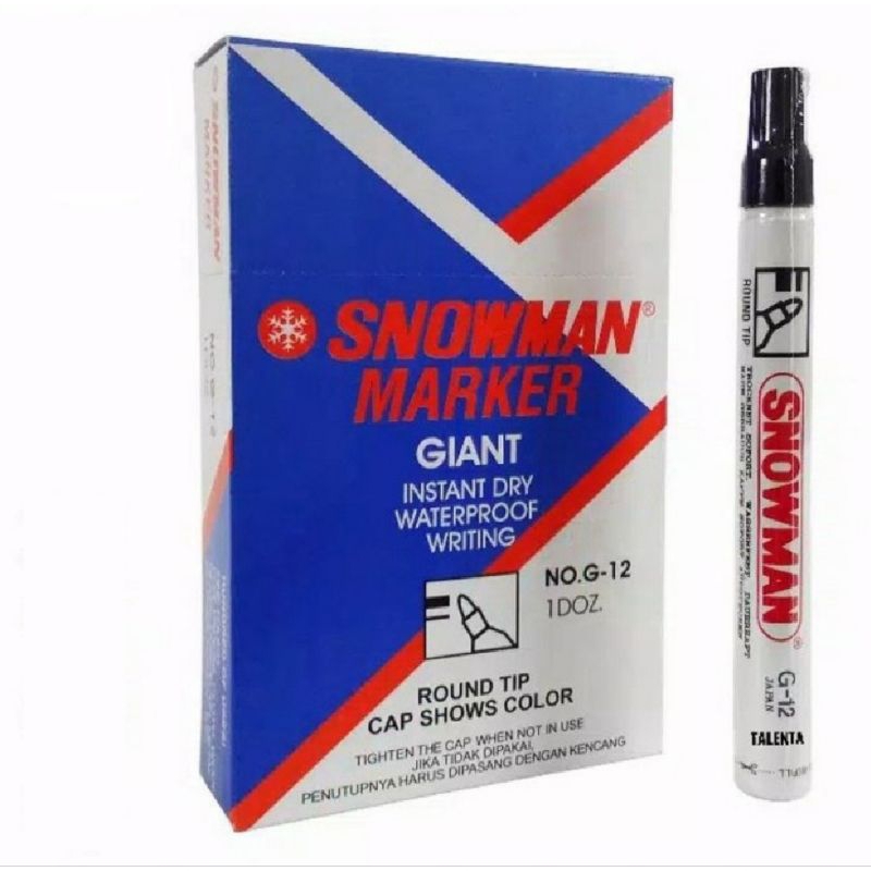

Spidol Snowman Permanent Maker G12 Hitam (Isi 6pcs)