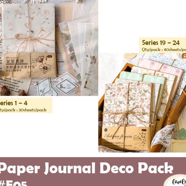 

Extra LovelyCraftStore E5 Paper Pack Deco Pack Journalling Kit DIY Bujo Art Deco Pack Sticker Scrapbooking Diary Kit