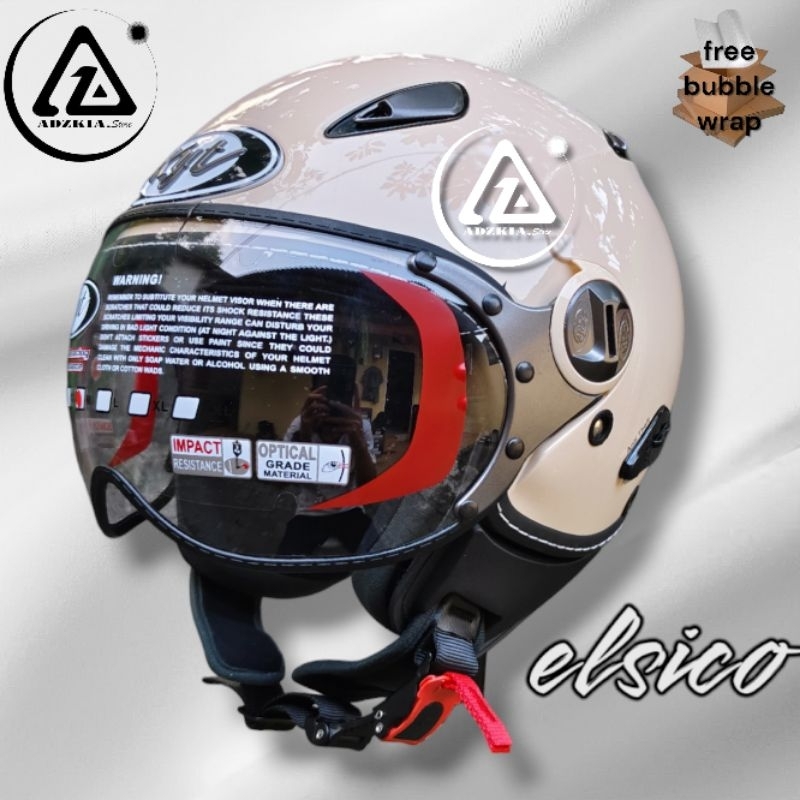 HELM KYT ELSICO SOLID/POLOS CREAM | HELM HALF FACE RETRO CLASSIC