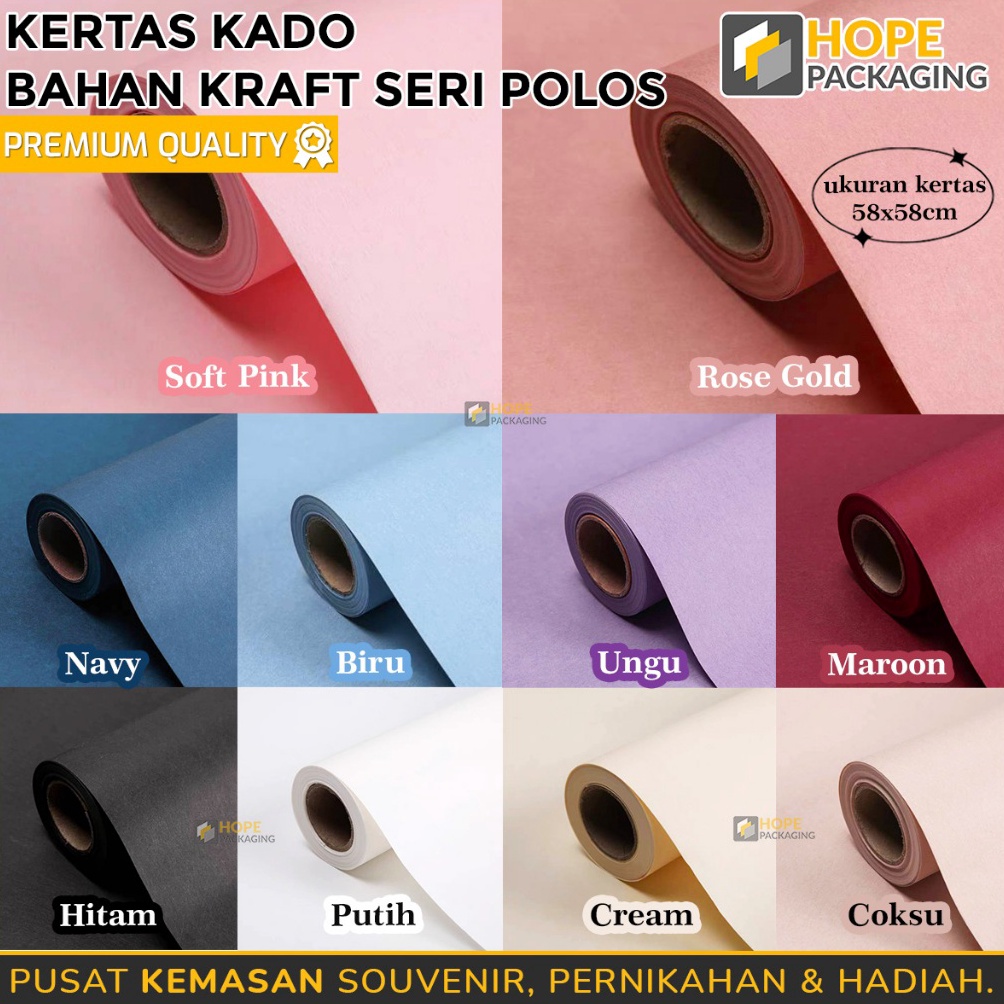 

DISKON Kertas Kado Polos Gift Wrapping Kraft Hampers Cellophane Wrapping Paper Kertas Bucket Bunga Kertas Bucket Bunga Soft Pastel
