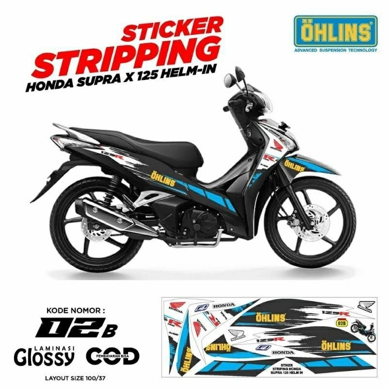 Bisa COD Striping stiker Honda Supra-x helm in Decal Honda Supra-x racing