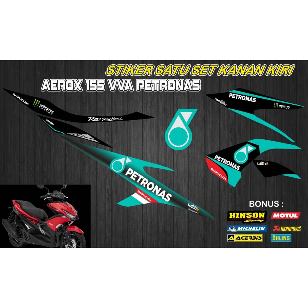 STIKER STRIPING VARIASI YAMAHA AEROX GRAFIS PETRONAS