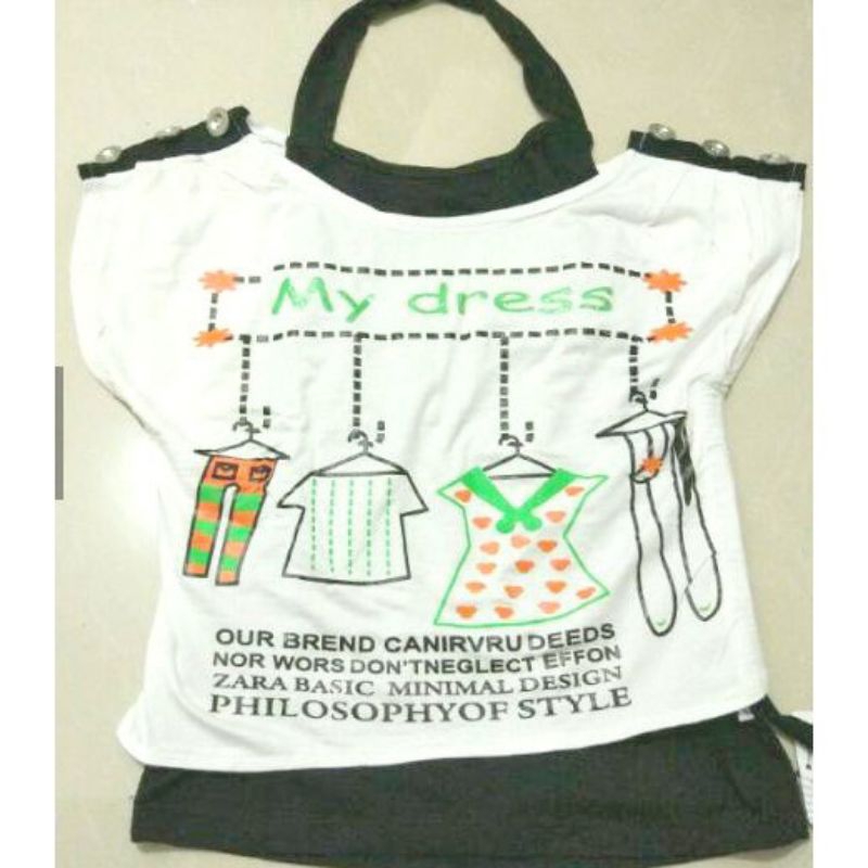 Kaos anak atasan anak baju anak perempuan Hitam Putih