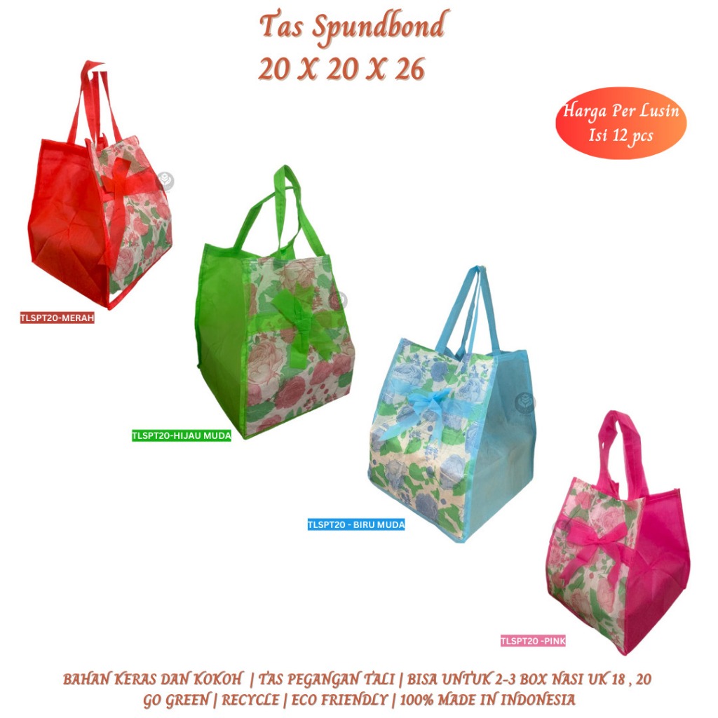 

Tas Spunbond Size 20x20 Tas Hajatan Pita Goodie Bag (Isi 12 Pcs-TLSPT20)