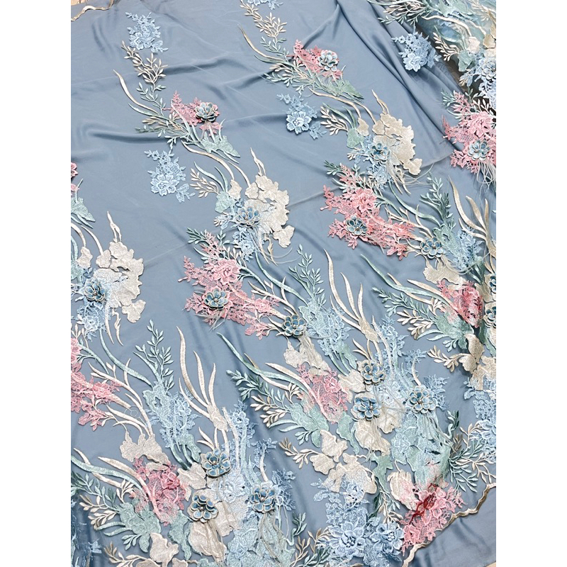 tille 3D / tulle kebaya/ tille bordir 3d / tille bulu /tille bunga timbul korea bunga premium