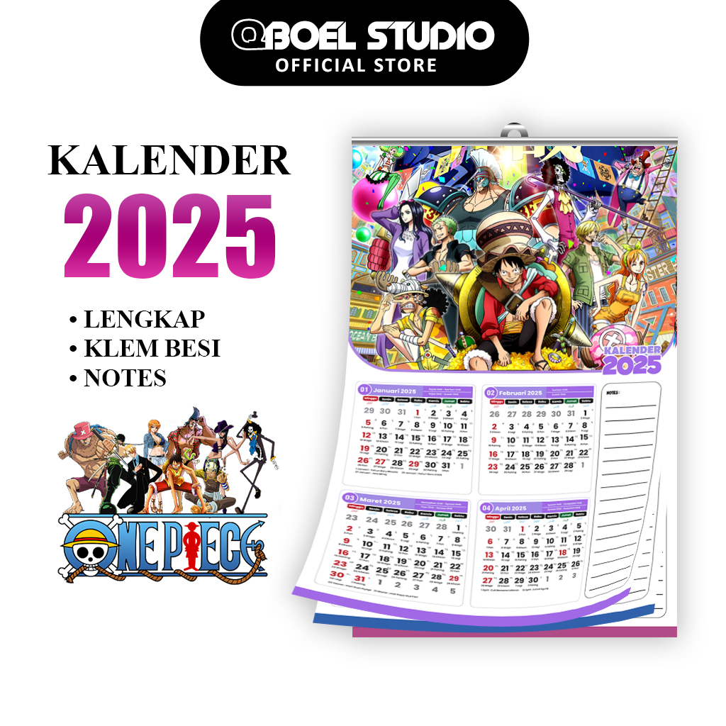 

Kalender Lengkap One Piece 2025 Full Colour 3 Halaman Termurah