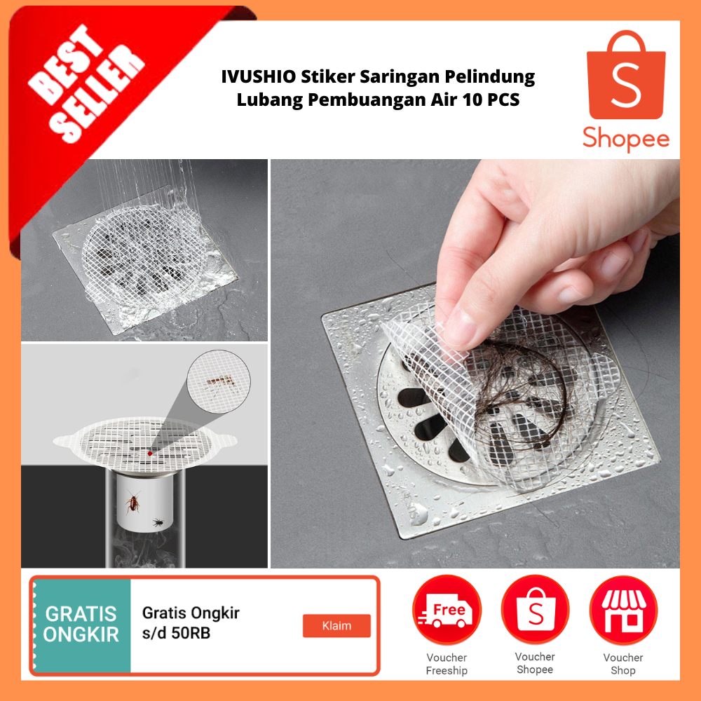 Stiker Saringan Pelindung Lubang Pembuangan Air 10 PCS / Saringan Wastafel Kamar Mandi Sekali Pakai