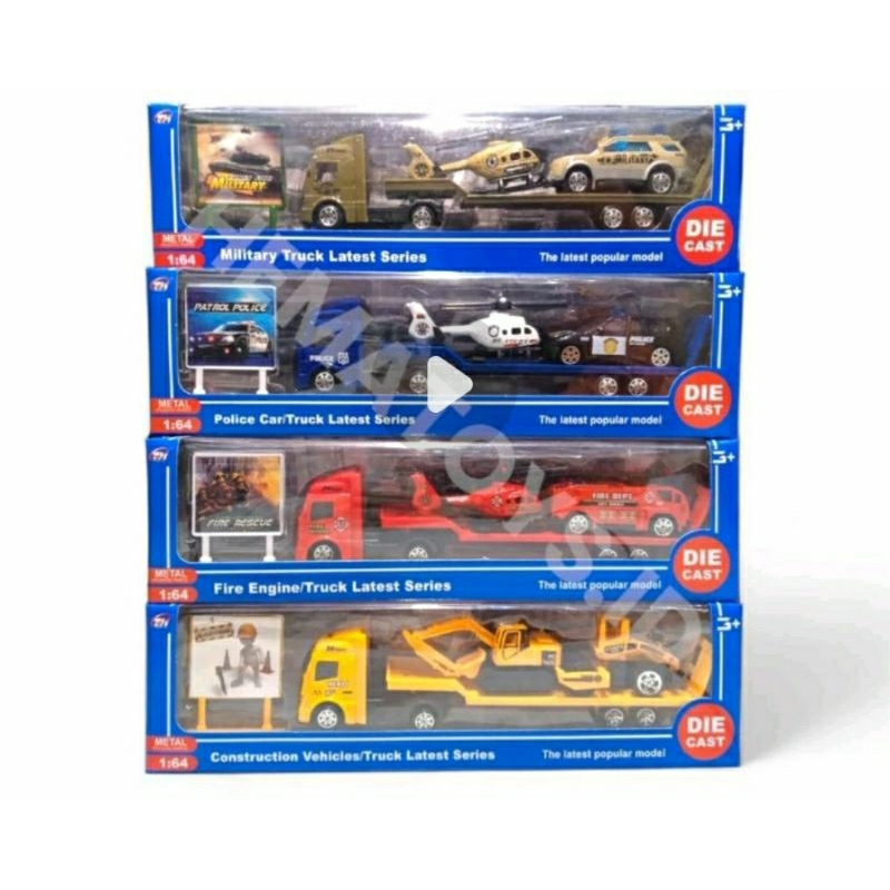 Diecast Set Kendaraan Police Alloy - Mainan Miniatur Mobil Truk Polisi