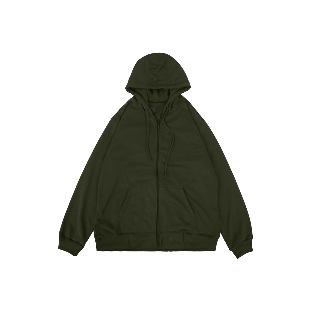 HOODIE ZIPER HIJAU ARMY BIG SIZE JAKET PREMIUM TEBAL BIG SIZE