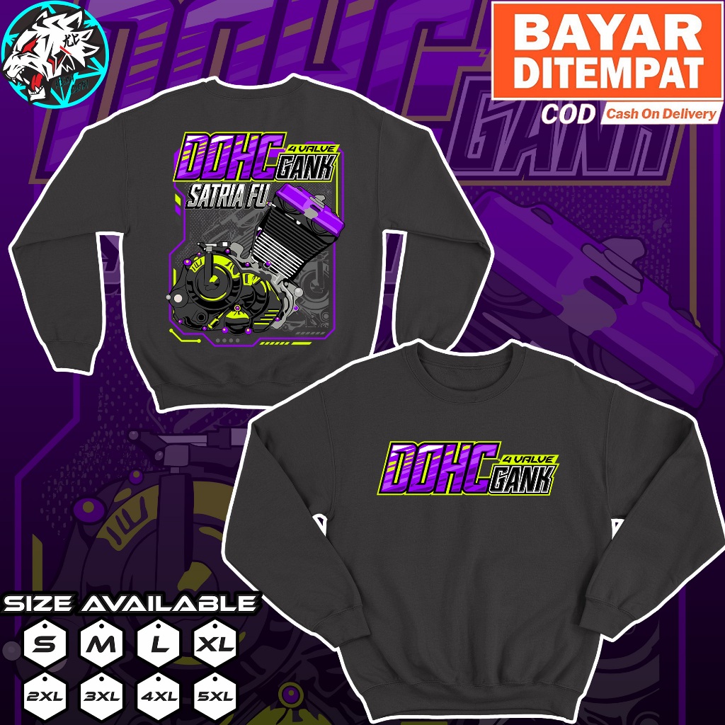 Jaket Sweater DOHC Gank Satria FU 4 Valve 4 Stroke Baju Distro Pskn DOHC Pasukan DOHC Motor Four Str