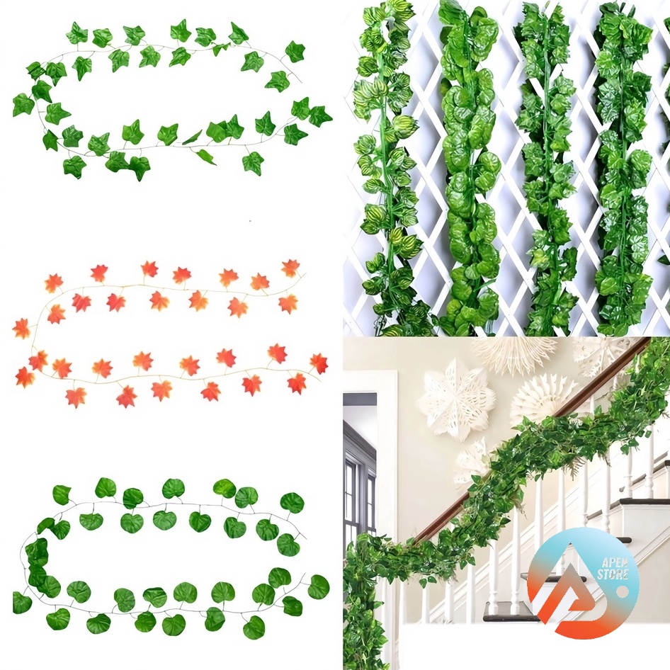 MURRRMERRR APEN Daun Rambat Palsu Artificial 25CM Plastik Sulur Daun Imitasi Daun Hias Tanaman Gantu