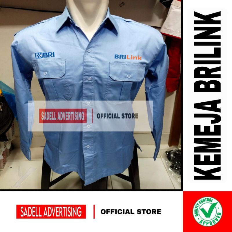Kemeja BRILINK Seragam BRILINK Biru Muda PDH PDL Lengan Panjang Pria Bordir