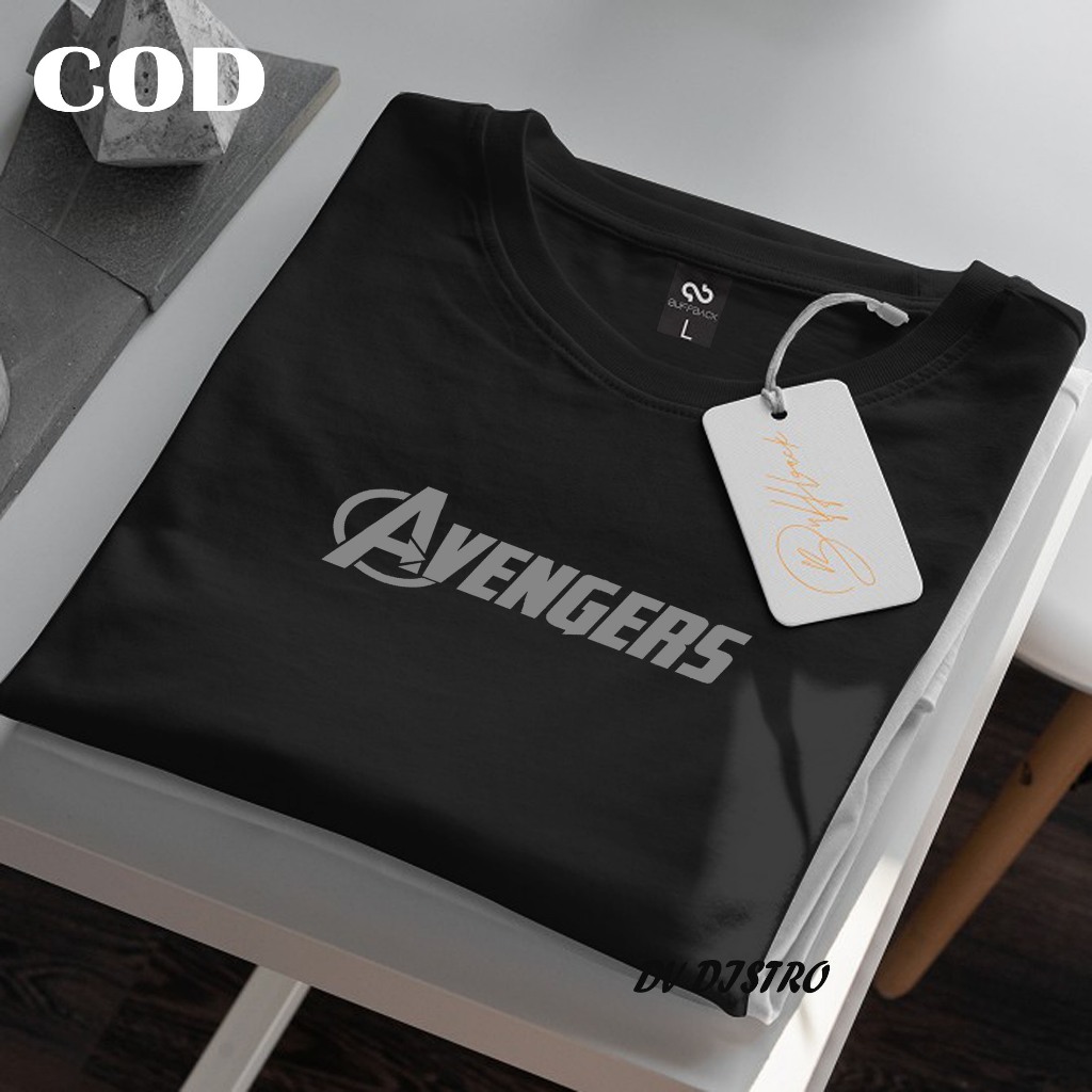 COD  Baju Kaos Distro Avengers Text Silver Premium Quality Kaos Katun Combed 30s Lengan Pendek T-Shr