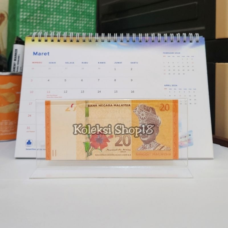 Koleksi Bingkai Akrilik Hiasan Pajangan Uang Malaysia 20 Ringgit