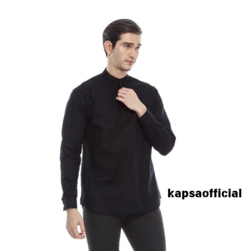 Kemeja Koko Lengan Panjang Slimfit - Hitam