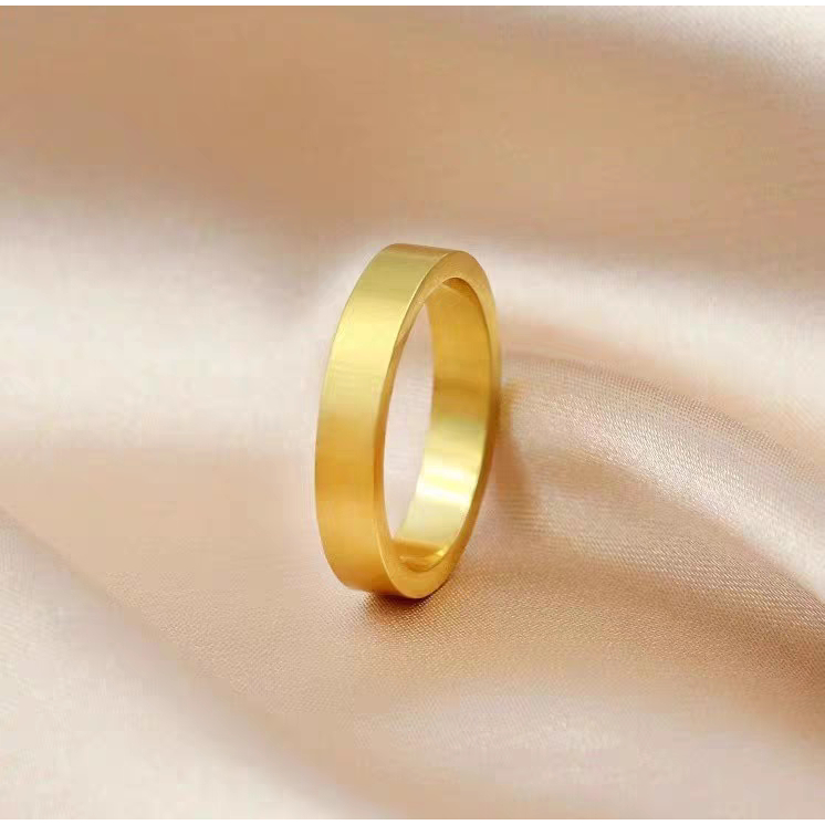 VISIMARY - C70 CINCIN Titanium Premium Wanita Pria Cincin Couple Cincin Tunangan Simple Lapis emas 1