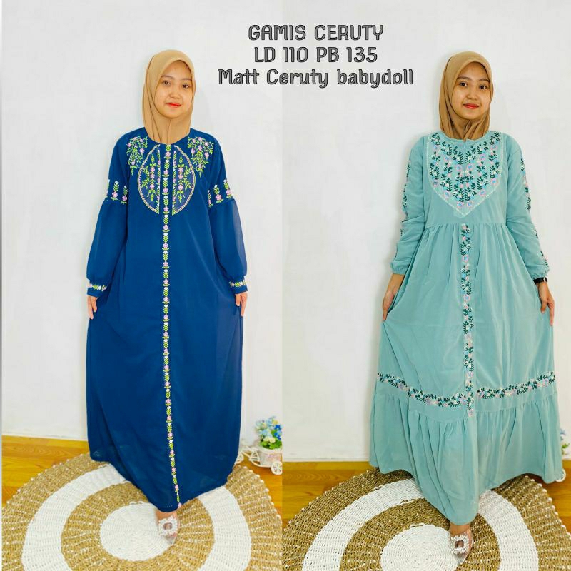 Gamis bordir dewasa | Gamis ceruty premium