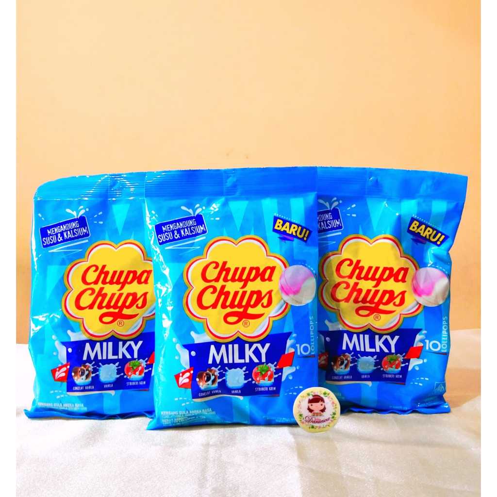 

.Chupa Chups Milky Permen Gagang Kembang Gula Aneka Rasa 120gr ( DS Bgr )