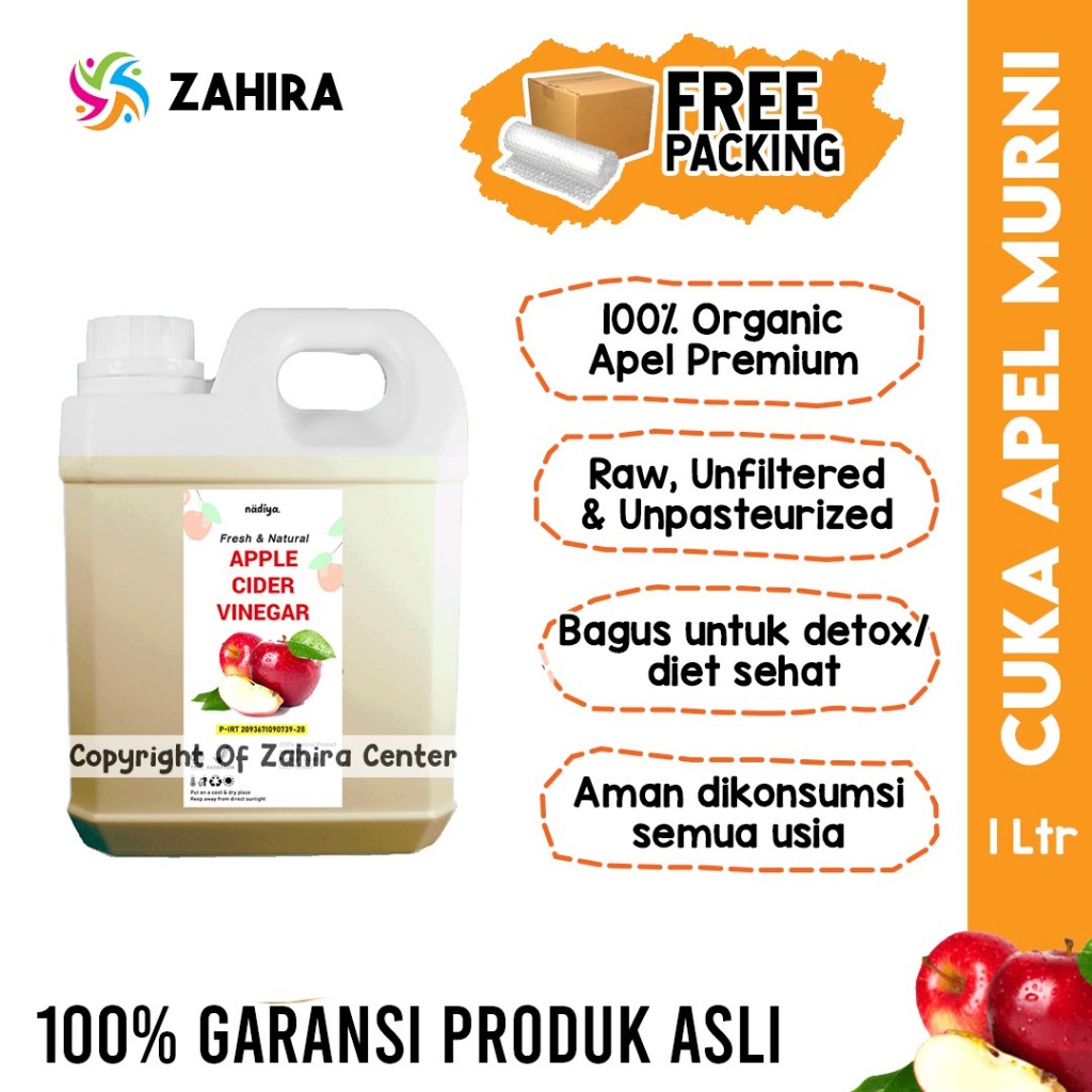 

CUKA APEL ORIGINAL 1 LITER Organik With Mother Apple Cider Vinegar Premium ASLI Sari Apel Untuk Diet