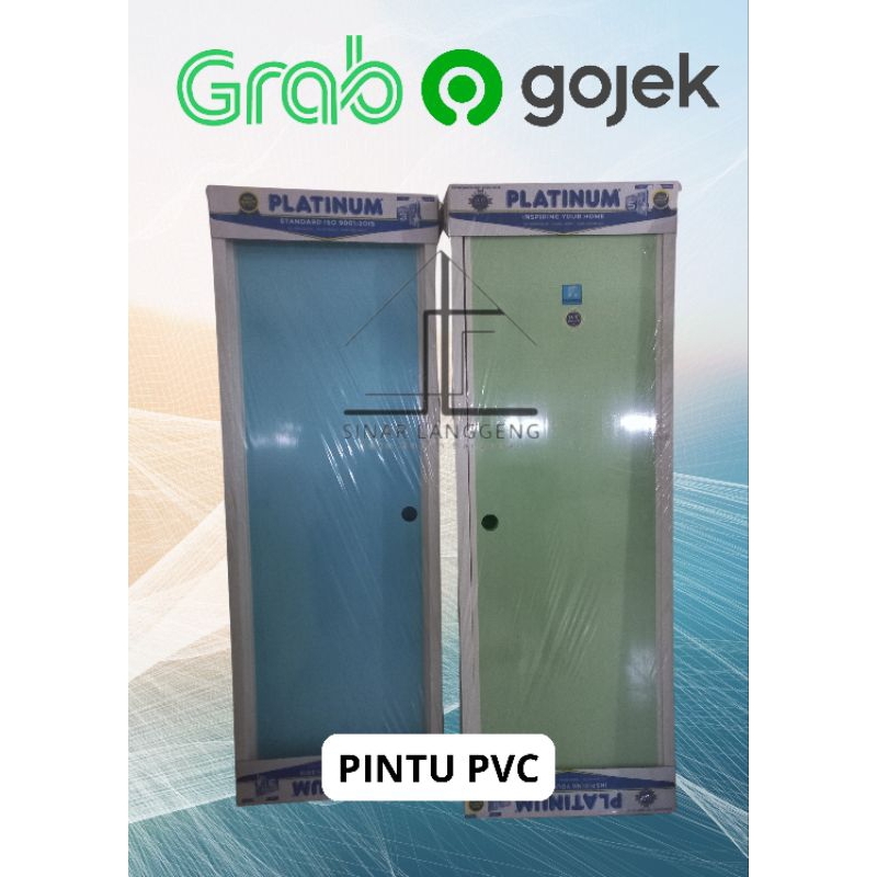 PINTU PVC PLATINUM SERAT KAYU COKLAT, ABU - ABU. PINTU KAMAR MANDI