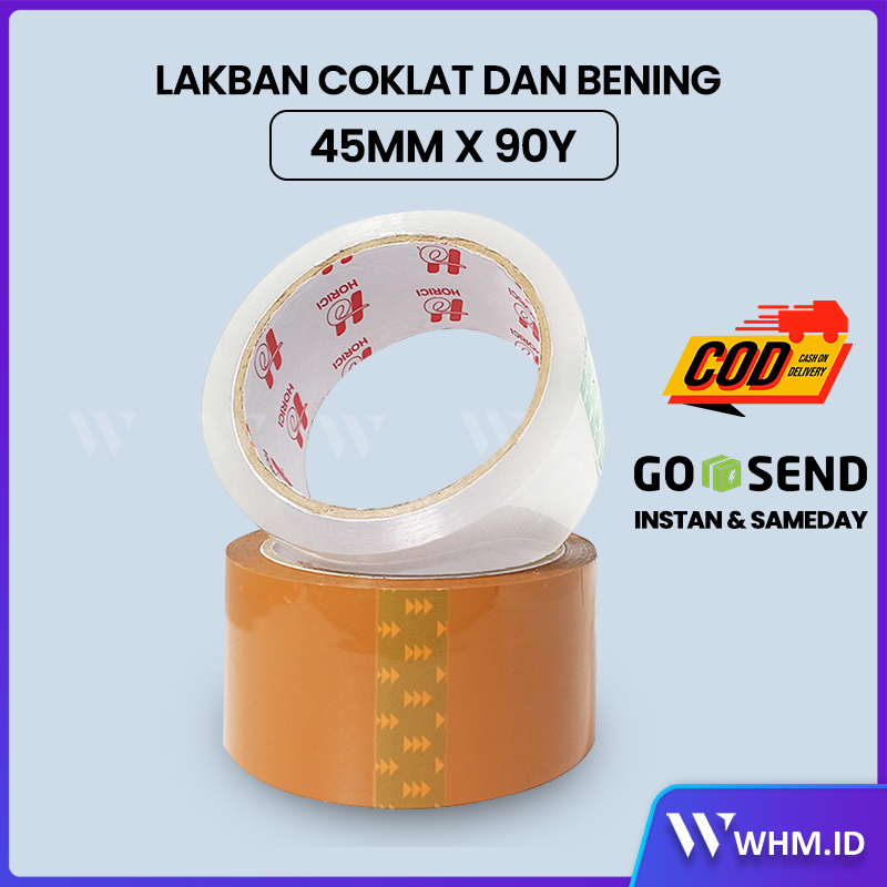 

HORICI 42Mic 45MM×90Y OPP Tape Murah Super Clear Isolasi Tape Lakban Tape Bening dan Coklat