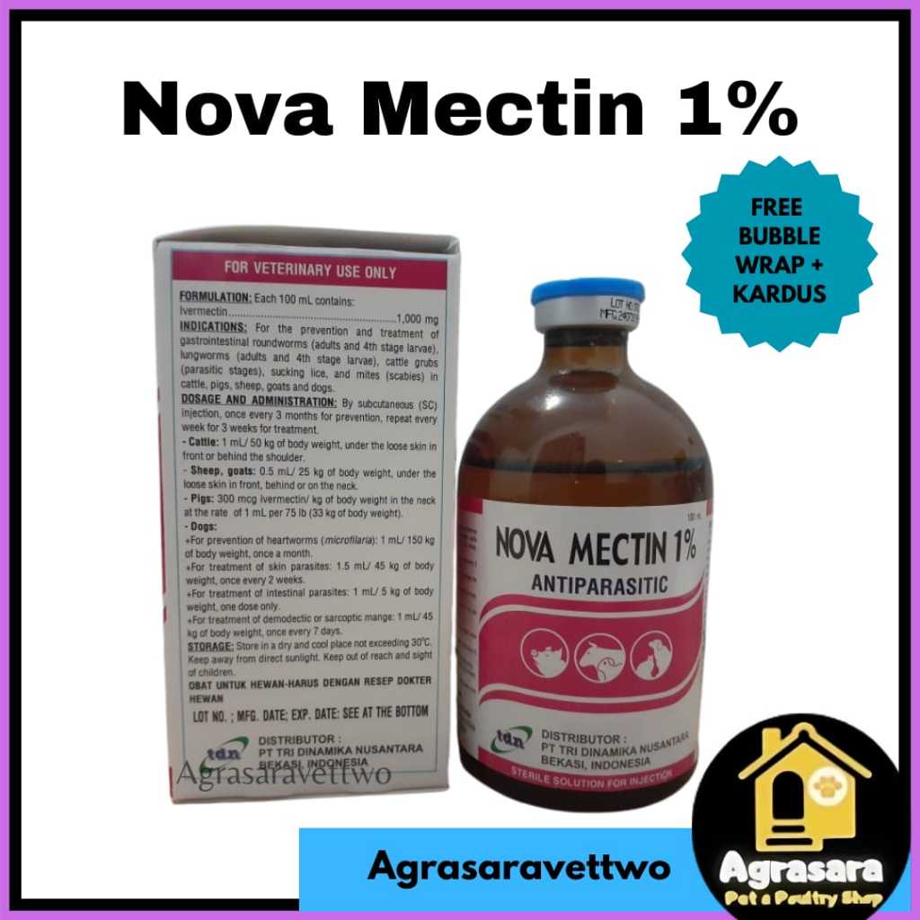 NOVA MECTIN 100 ML - obat cacing hewan SEPERTI IVERVET