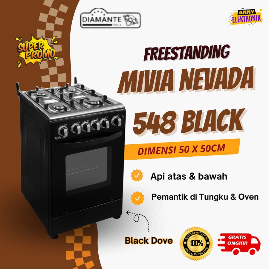 Diamante Kompor Gas Freestanding Mivia Nevada 548B Garansi Resmi