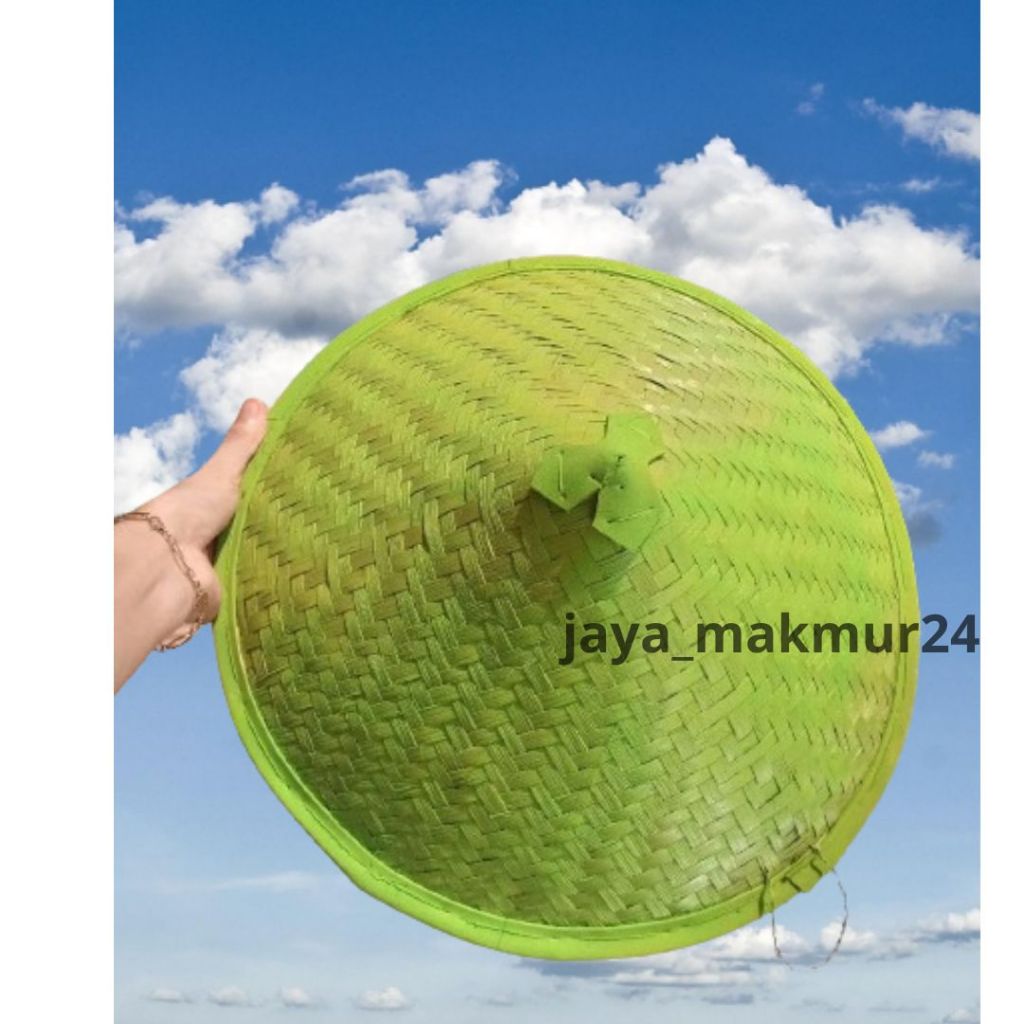 Topi caping bambu anak /caping bambu warna hijau muda