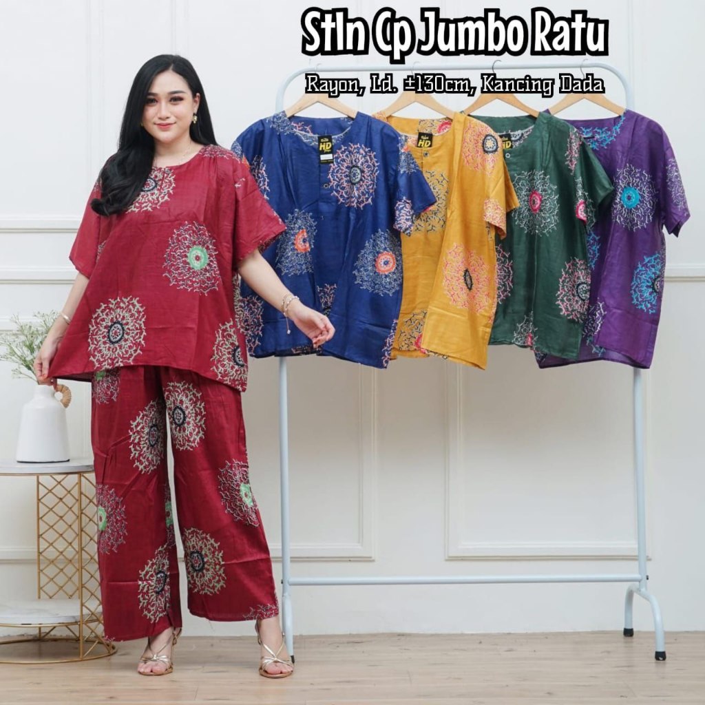Setelan CP jumbo bunga set celana panjang jumbo wanita terbaru daster viral