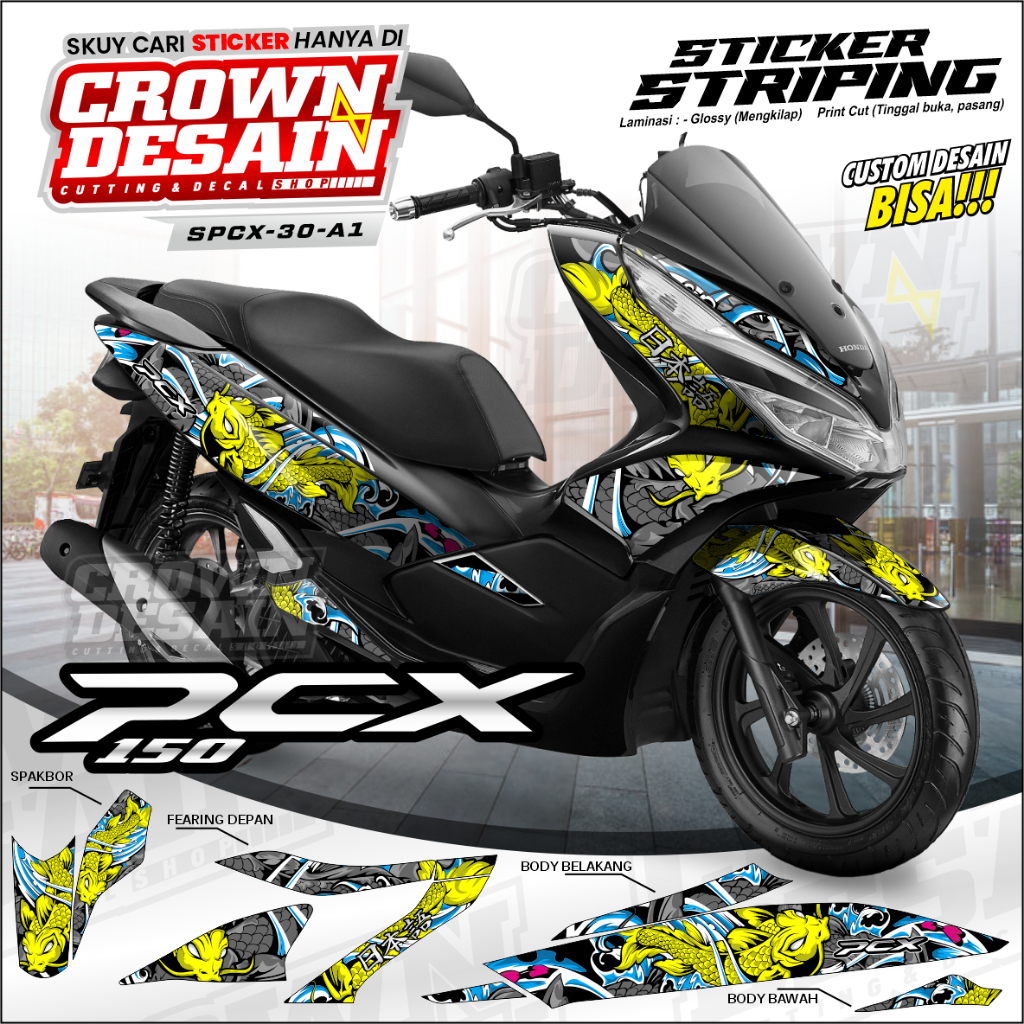 Striping Stiker PCX 150 Variasi Naga - Decal Striping Honda PCX 150 Motif Naga - SPCX